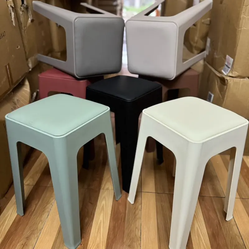 Ghế đôn nhựa đệm da, ghế ăn gia đình 2