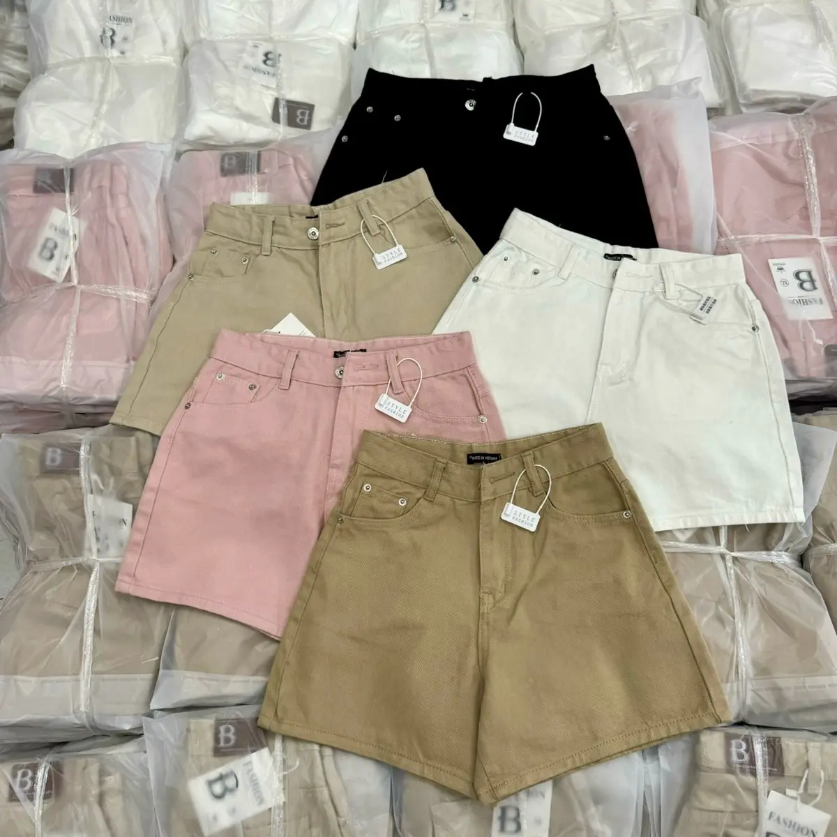 Quần Short Kaki Nữ Q/C Cạp Cao S M L XL