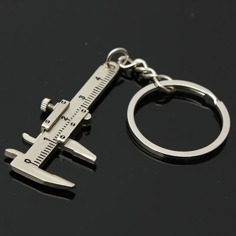 Car Key Rings New Fashion Mini Vernier Caliper Portable 0-40mm Keychain Measuring Gauging Tools Car Turbo Key Chain Ring Caliper