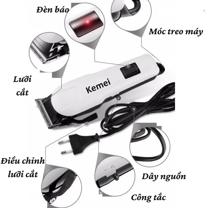 Tông Đơ Cắt Tóc Có Dây Kemei Km 809C, Máy Hớt Tóc Gia Đình, Trẻ Em, Chuyên Nghiệp Bảo Hành 5 Năm Cạo Râu Nữ 4