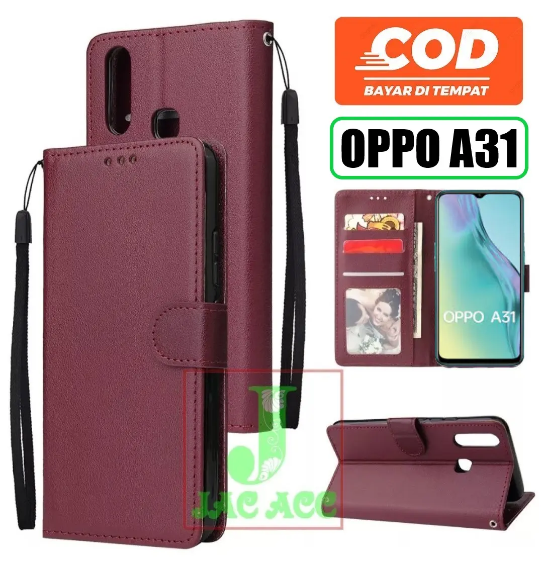 DOMPET HP UNTUK OPPO A31 2020 LEATHER FLIP WALLET CASE UNTUK OPPO A31 2020