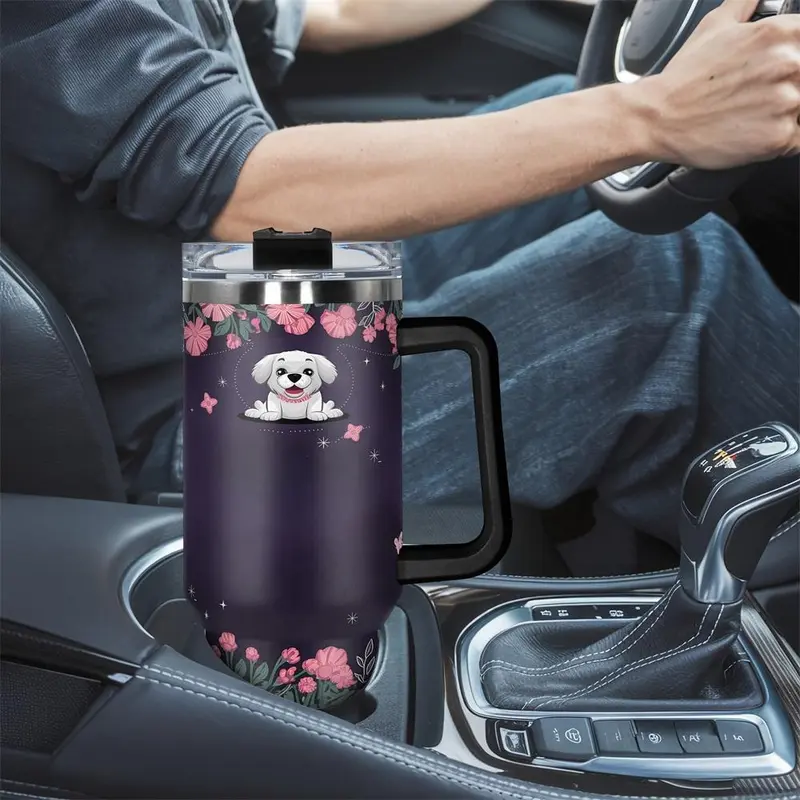 Dog Pattern Tumbler,   1 Count 40oz Stainless Steel Insulated and Durable Water Bottle with Lid, Birthday Gift for Friend 7