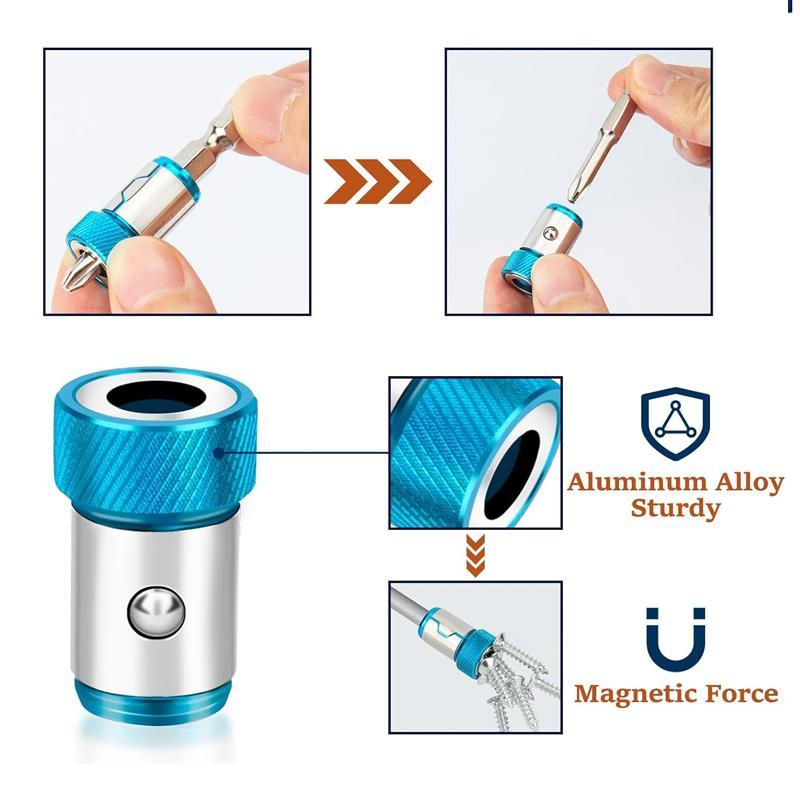 Screwdriver Head Magnetic Ring with Screwdriver Bits, Universal Magnetizer for Drill, Removable Magnetizer Ring, Magnetic Driver Hex Electric Screwdriver Bit 6