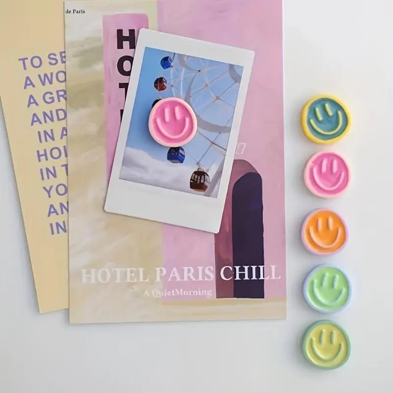 Room Decor Smiling Face Design Fridge Magnet, 10pcs Random Color Cute Whiteboard Magnet, Decorative Magnet for Refrigerator and Whiteboard, Summer for Gift 2