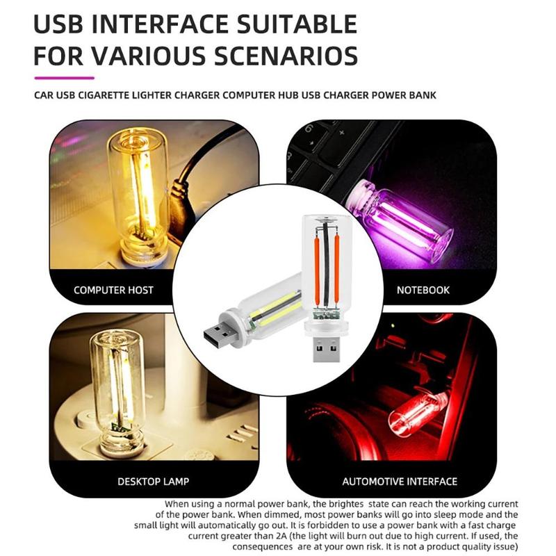 USB Car Atmosphere Light, Touch Dimmable LED Filament Lamp Bulb, Portable Plug and Play Night Light, Decorative Light for Car, Home, Office 5