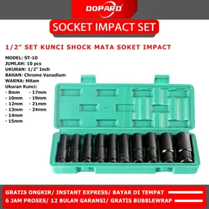 Dopard Satu set tutup ujung kunci heksagonal isi 10 buah  8-24mm