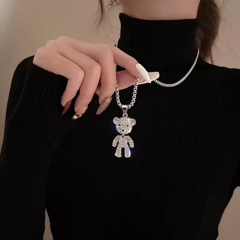 Vòng Cổ Mặt Dây Chuyền Gấu Dài Thời Trang Hip-Hop Dây Chuyền Cổ Gió Cá Tính Hợp Xu hướng Dành Cho Nam Và Nữ