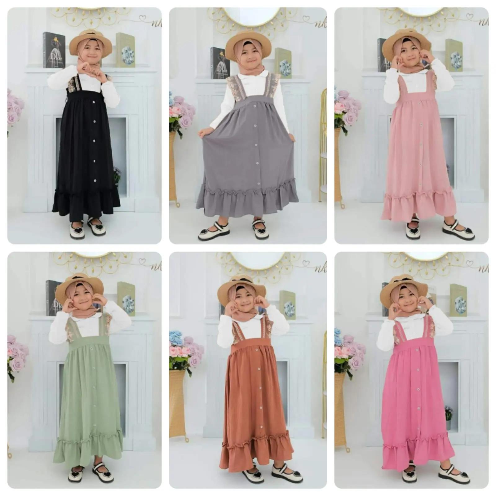 OKTAPIYANI - GAMIS ANAK APLIKASI RENDA TERBARU GAMIS ANAKAH USIA 2 - 12 TAHUN Dress Muslim Panjang Crinkle Kombinasi