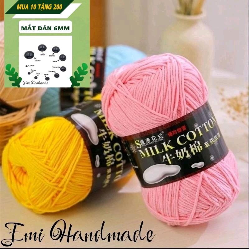 Len Milk cotton 125g loại 1 - Sợi 2.5mm - bảng 80 màu siêu xinh