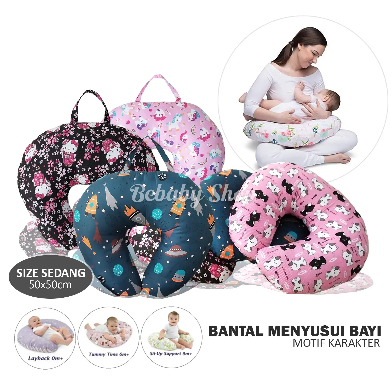 Bantal Menyusui Bayi Sedang Nursing Pillow Motif Karakter Bantal Tidur Bayi Multifungsi