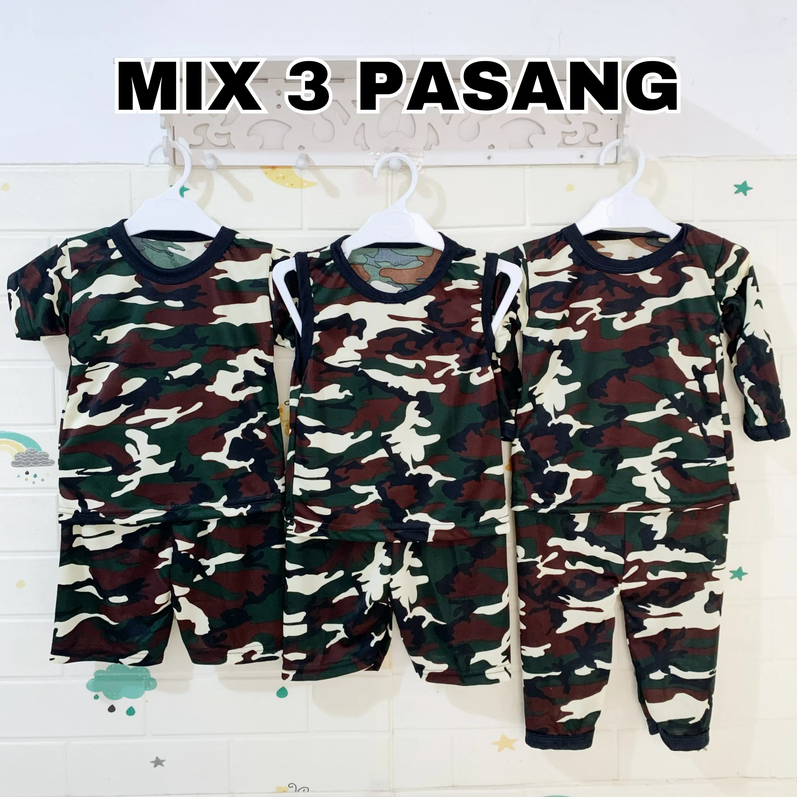 PROMO YUNSAN MIX 3 PASANG STELAN JERSEY ARMY ANAK LAKI-LAKI 1-2 TAHUN/STELAN BAJU ANAK/BAJU ANAK MURAH/Bunda Katun Bayi