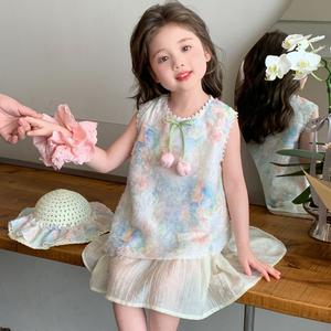 Váy Bé Gái, Thời Trang Mới Mùa Hè 2025, Váy Công Chúa Cho Trẻ Em, Váy Vest Không Tay Cho Em Bé Gái, Phong Cách Mỏng dam  body  gai girl  yellow  dress set  jean  begai boxinh  chobe bocho  begai set  xinh  chobegai