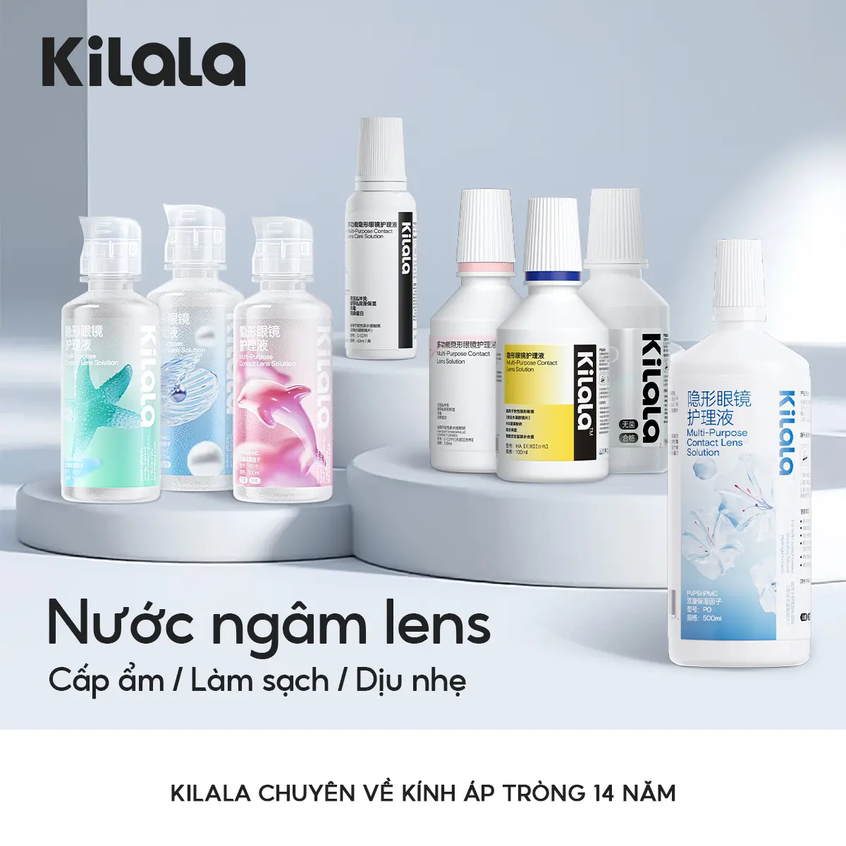 Dung dịch chăm sóc kính áp tròng đa năng Kilala 60ml 100ml Lens Nhỏ Mắt