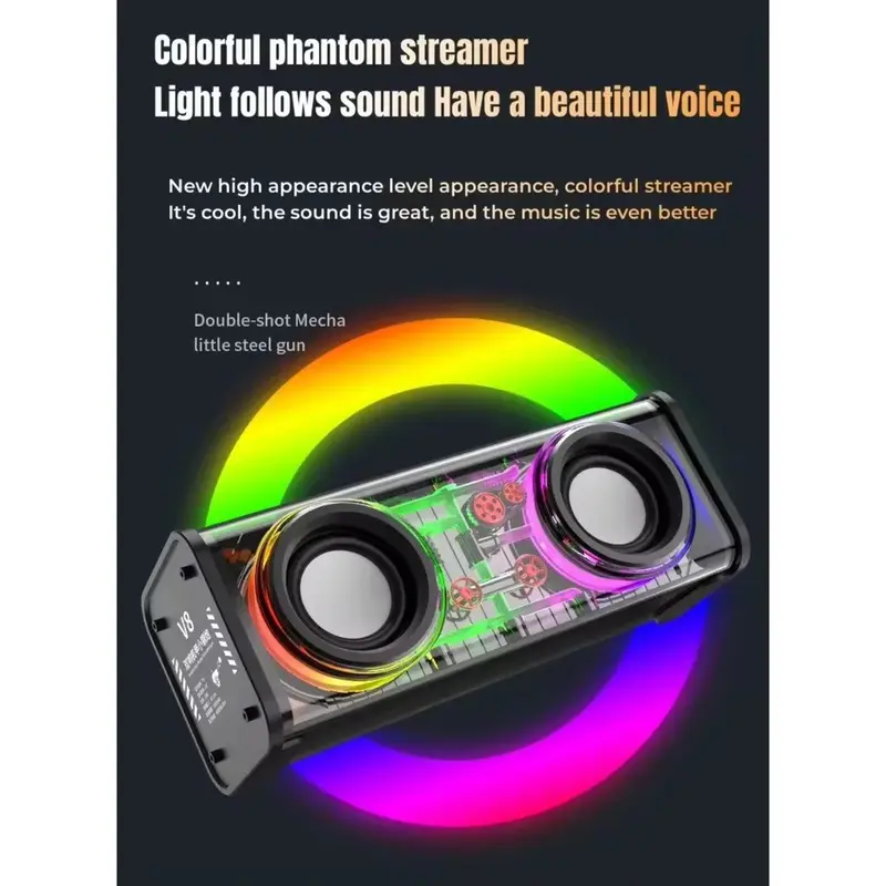 Portable TWS RGB V8 speaker bluetooth subwoofer V8 speaker bluetooth subwoofer Boombox Wireless Stereo surround audio portabel nirkabel 10w Bluetooth peakers soundbar 6