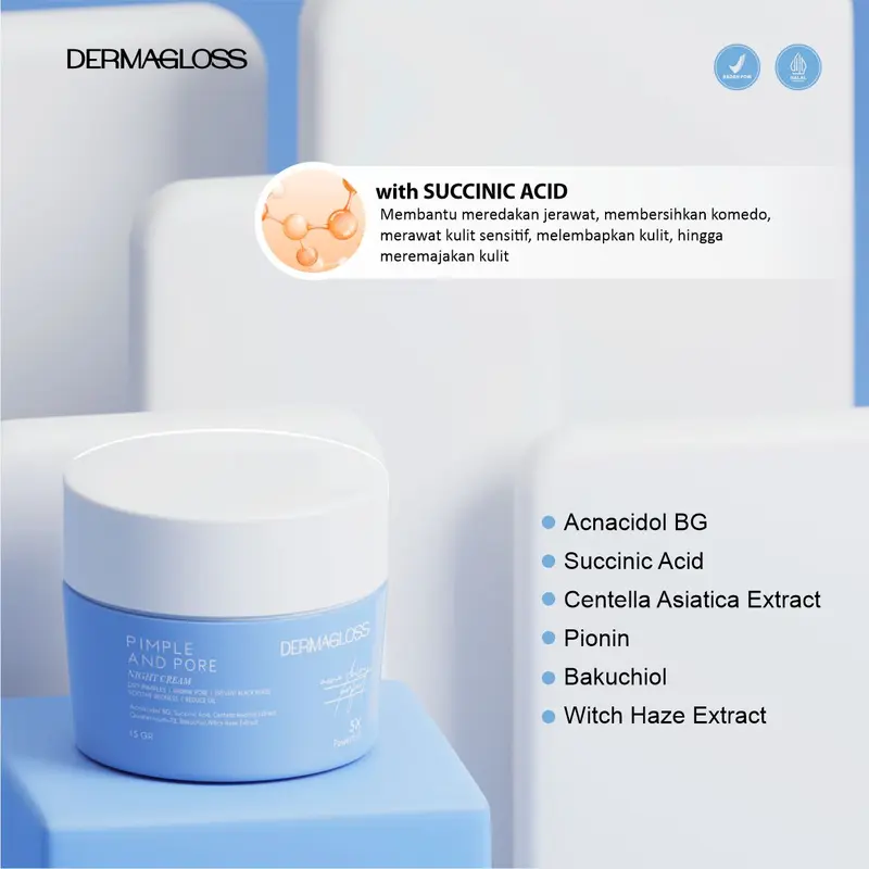 DERMAGLOSS - Night Cream Extra Clear Pimple & Pore - Kulit Berjerawat 5