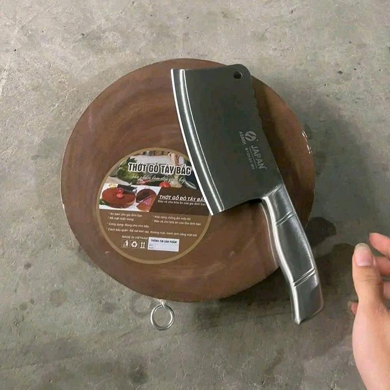 Sét 2 Món thớt gỗ + Dao Thái inox Sắc Bén, Đa Năng, Tiện Dụng.