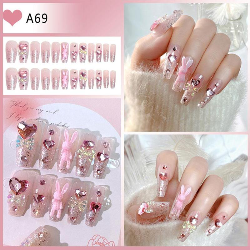 Product Introduction of 【Free Nail Jelly Glue】24pcs/set Fashion Nail Art Fake Nails Finished Nail Patch Wearable Nails 15
