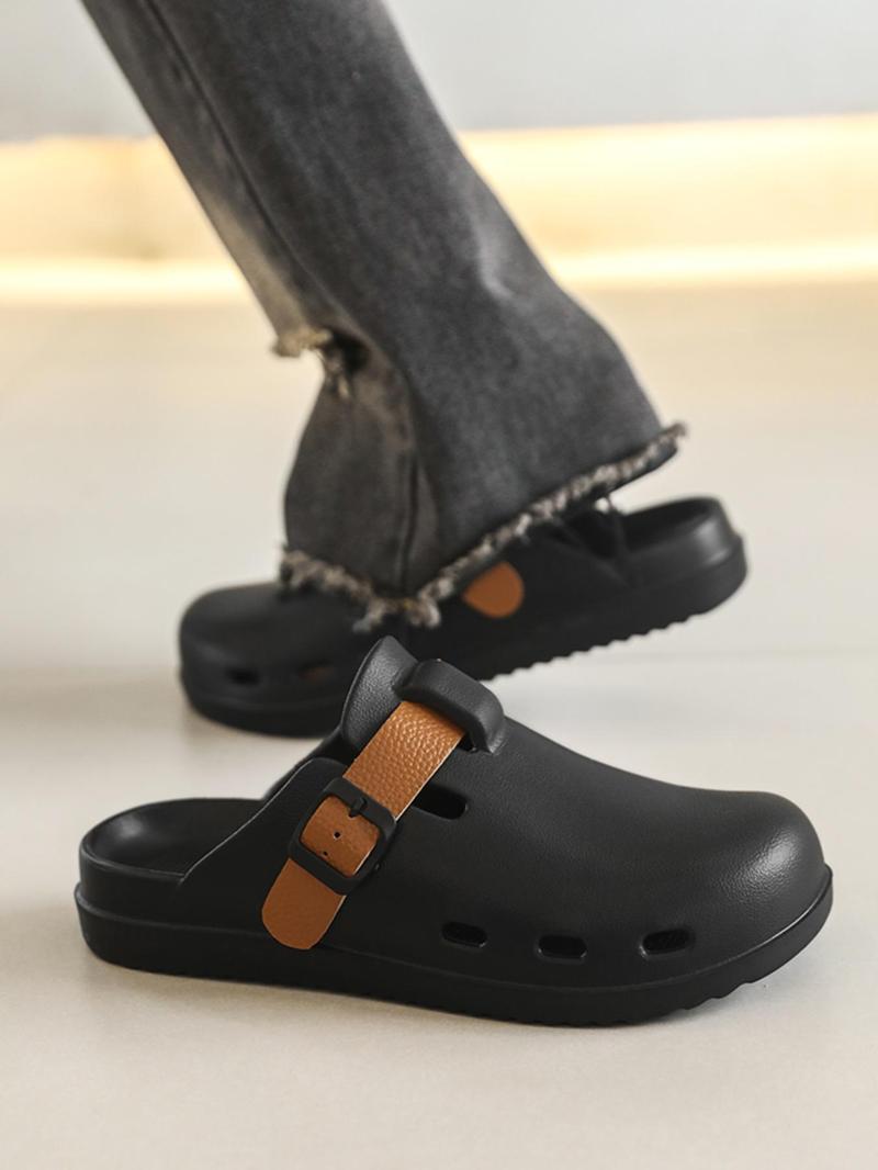 Product Introduction of Men's Casual Plain Color Buckle Sandals, Comfortable Non-slip Waterproof Sandals, Fashionable Beach Sandals for Outdoor Beach 6