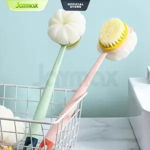 Sikat Punggung Badan 2in1 Sponge Puff Dan Sikat Mandi dengan Gagang Alat Bantu Gosok Punggung