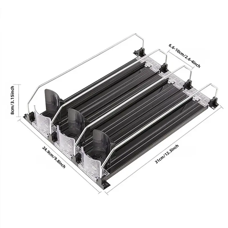Soda Can Dispenser for Refrigerator, Adjustable Soda Can Storage Rack with Pusher Glide, Home Organizer for Soda, Beer, and Other Beverages 1