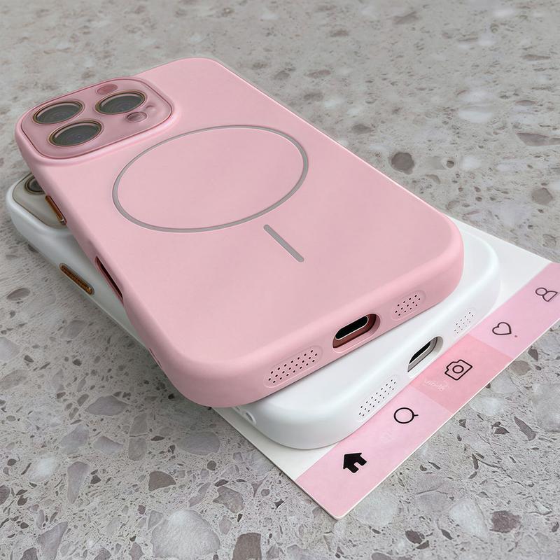 Premium Soft Casing with Magsafe Magnetic Matte Pink Silicone Case For iPhone 13 11 12 14 16 15 PRO MAX 15PLUS Black Titanium Color Cover 9
