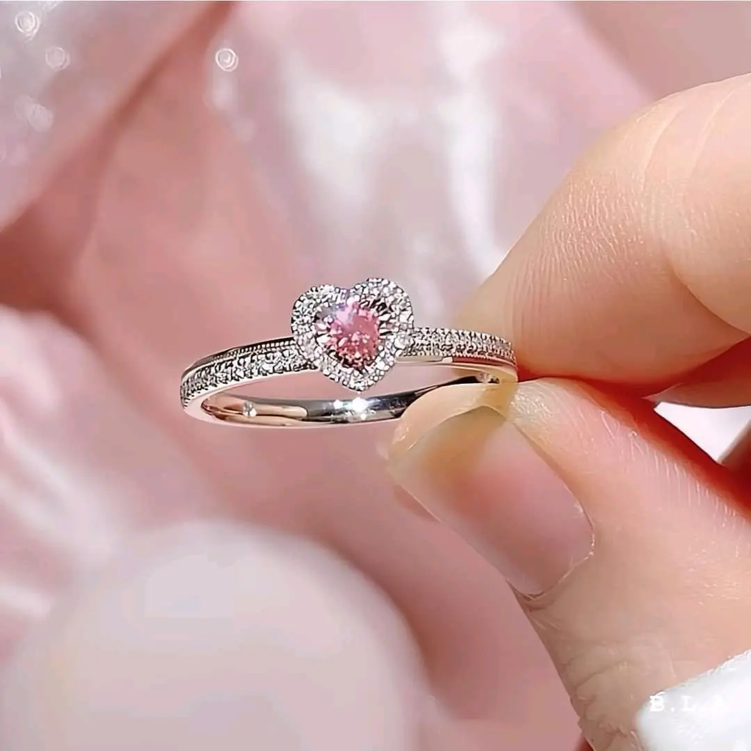 Nhẫn trái tim đá hồng AL jewelry