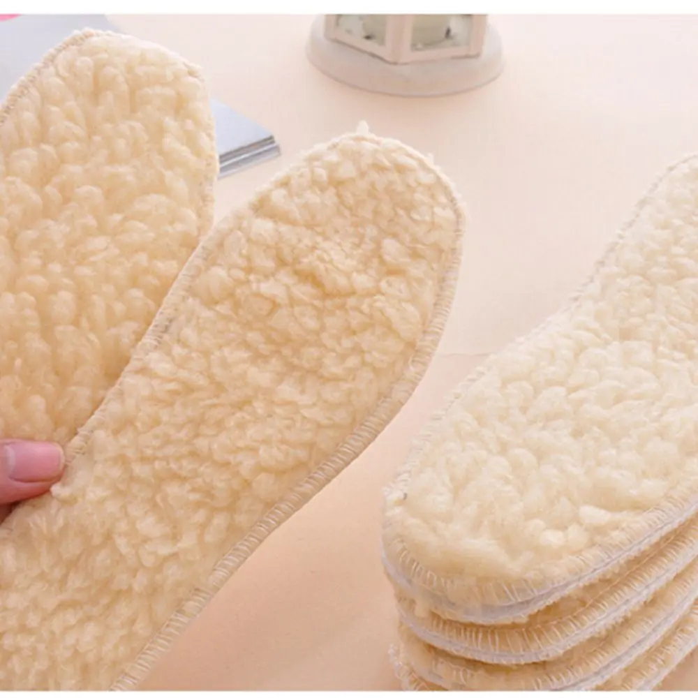 1 Pair New Soft Thermal Fleece Pads Warm Insoles Shoes Insert Wool