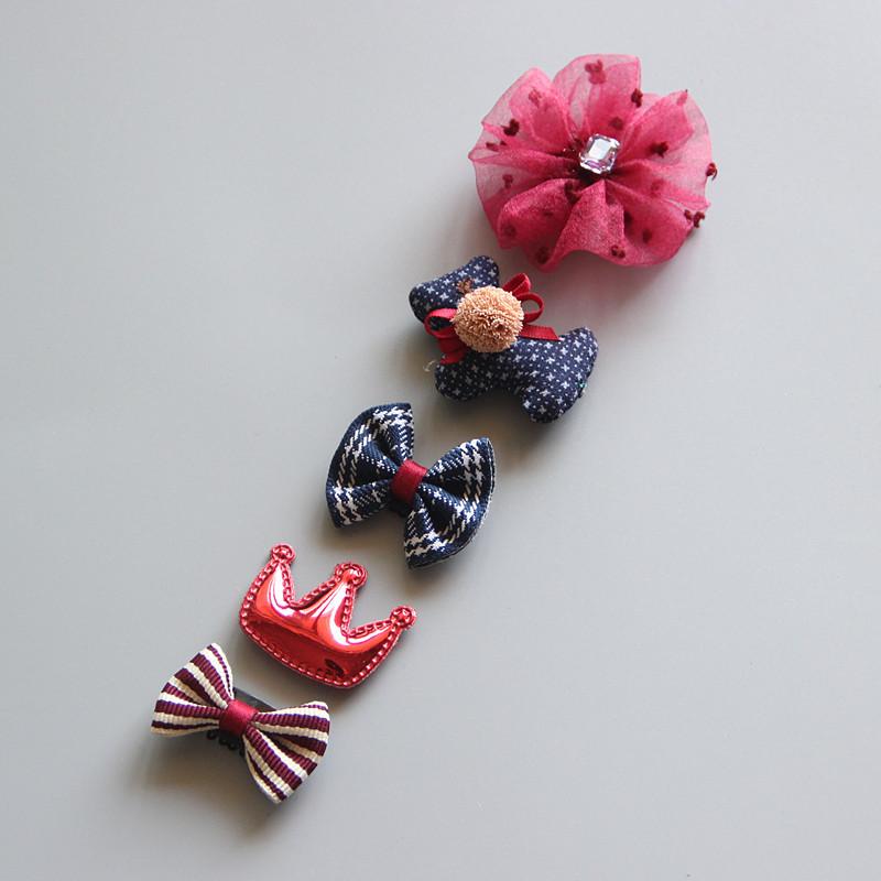 Product Introduction of Korean hand-made baby hairpin edge clip Baby hair clip Children's headdress hairpin Princess hairpin five-piece set 3