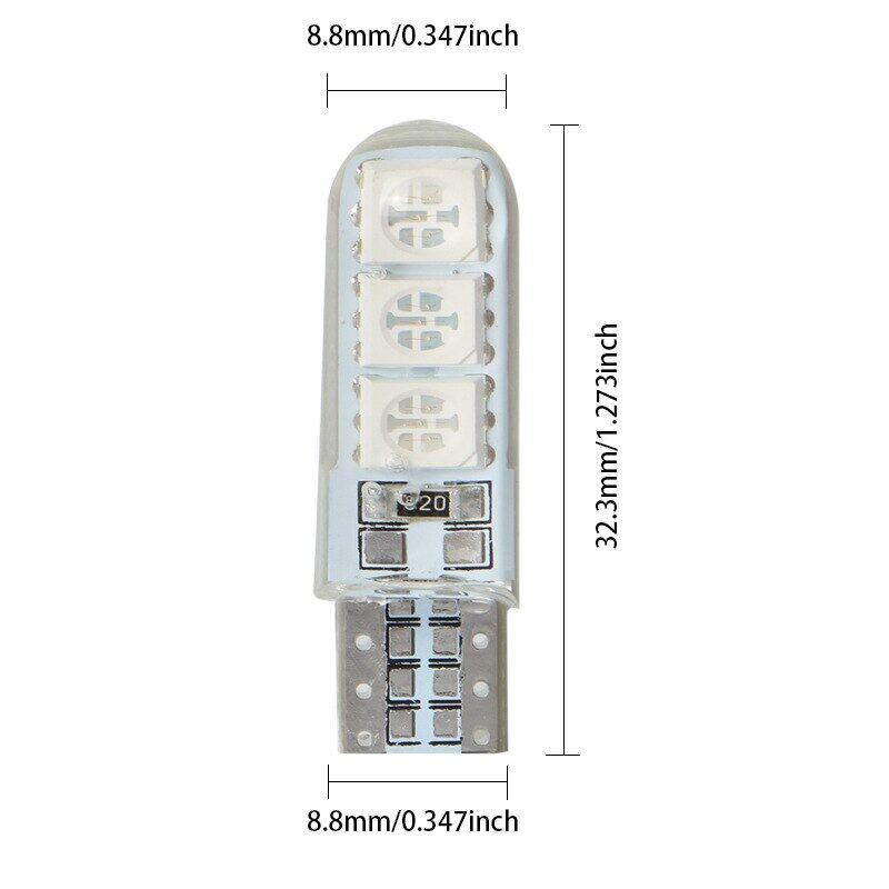 10x T10 W5W Car LED Bulb Turn Signal Light Auto Interior Dome Reading Light License Plate Wedge Side Super Bright White 12V 6SMD 8