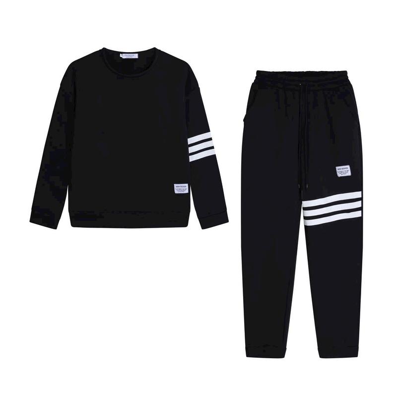 Bộ Quần Áo Thu Đông Nam Vải Nỉ Bông Phối 3 Sọc Tay Menswear