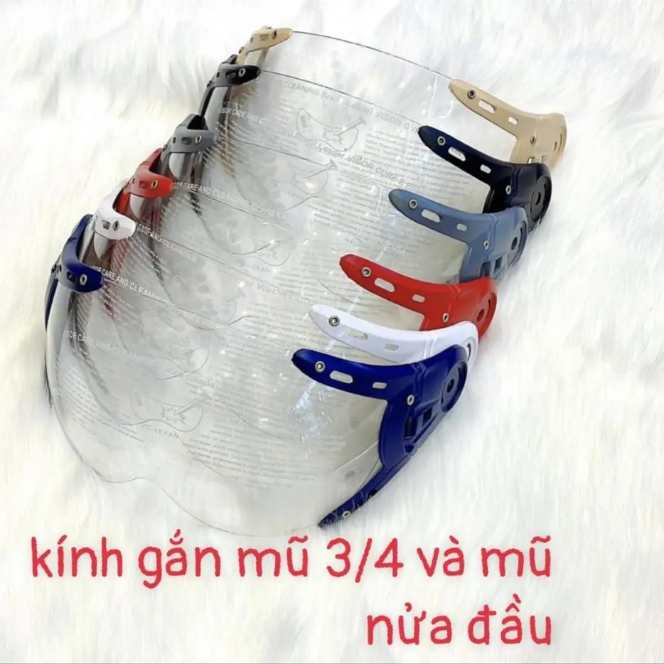 Kính Gắn Nón Bảo Hiểm 1/2 Và 3/4 Phong cách thời trang & Anh Chị có thể tự gắn tại nhà.