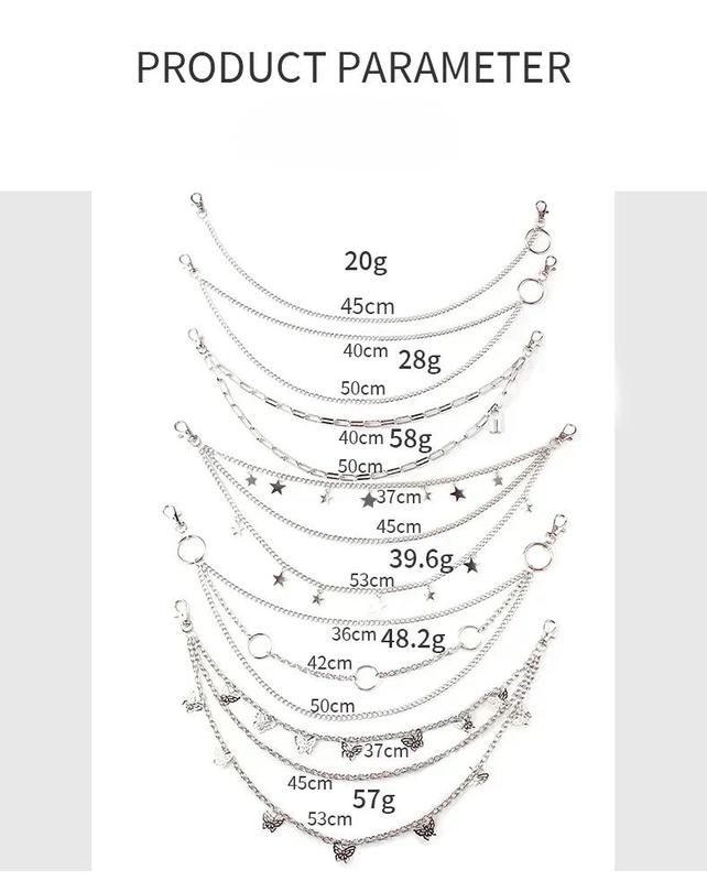 Product Introduction of Punk Rock Layered Chain Belts Metal Keychains for Men Women Waist Key Wallet Jeans Hip-hop Pants Belt Chains Clothes Accessories 1