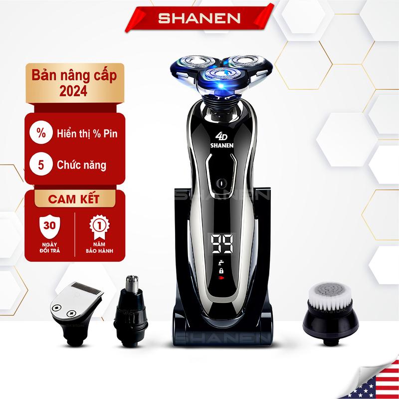 Máy cạo râu đa năng 3 lưỡi kép SHANEN, Tỉa lông mũi, Massage mặt, Tông đơ cạo lông, Bảo hành 12 tháng