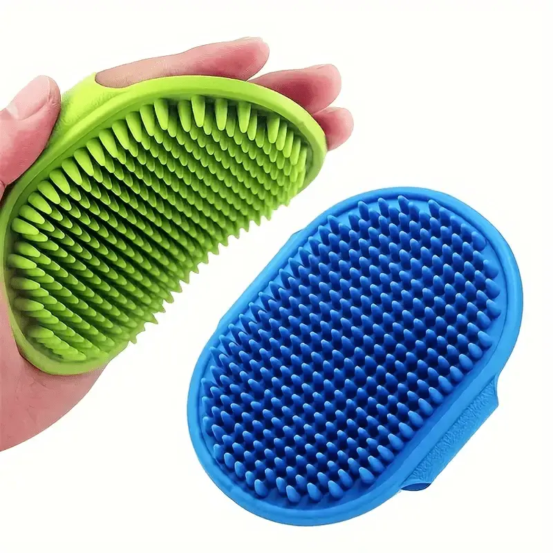 2-Pack Silicone Dog Grooming Brush With Adjustable Handle For Bathing, Detangling, Massage And Grooming