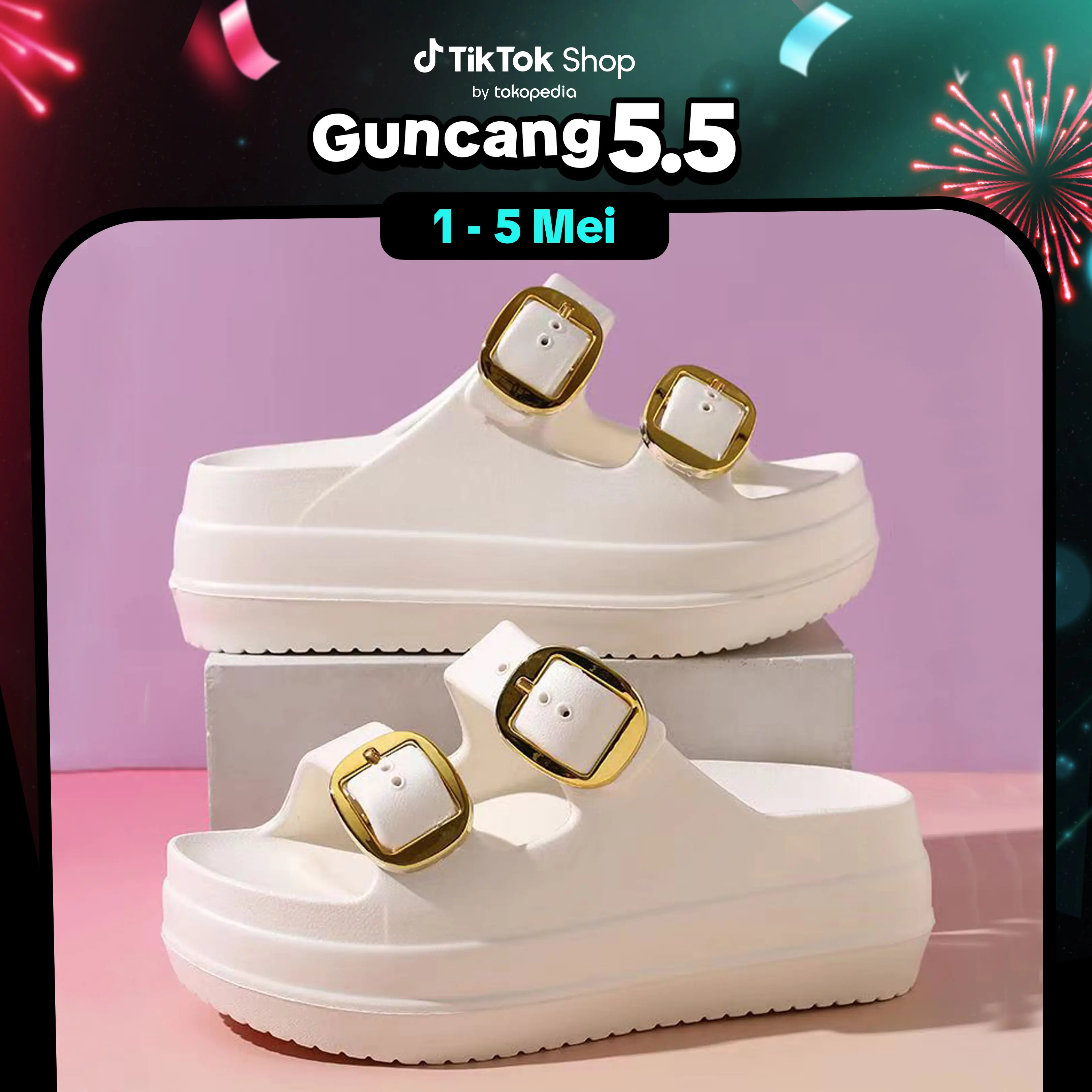 SAROMON Sandal Wanita Sandal Jelly Slop Wedges Premium Platform EVA Non Slip Sole Double Strap
