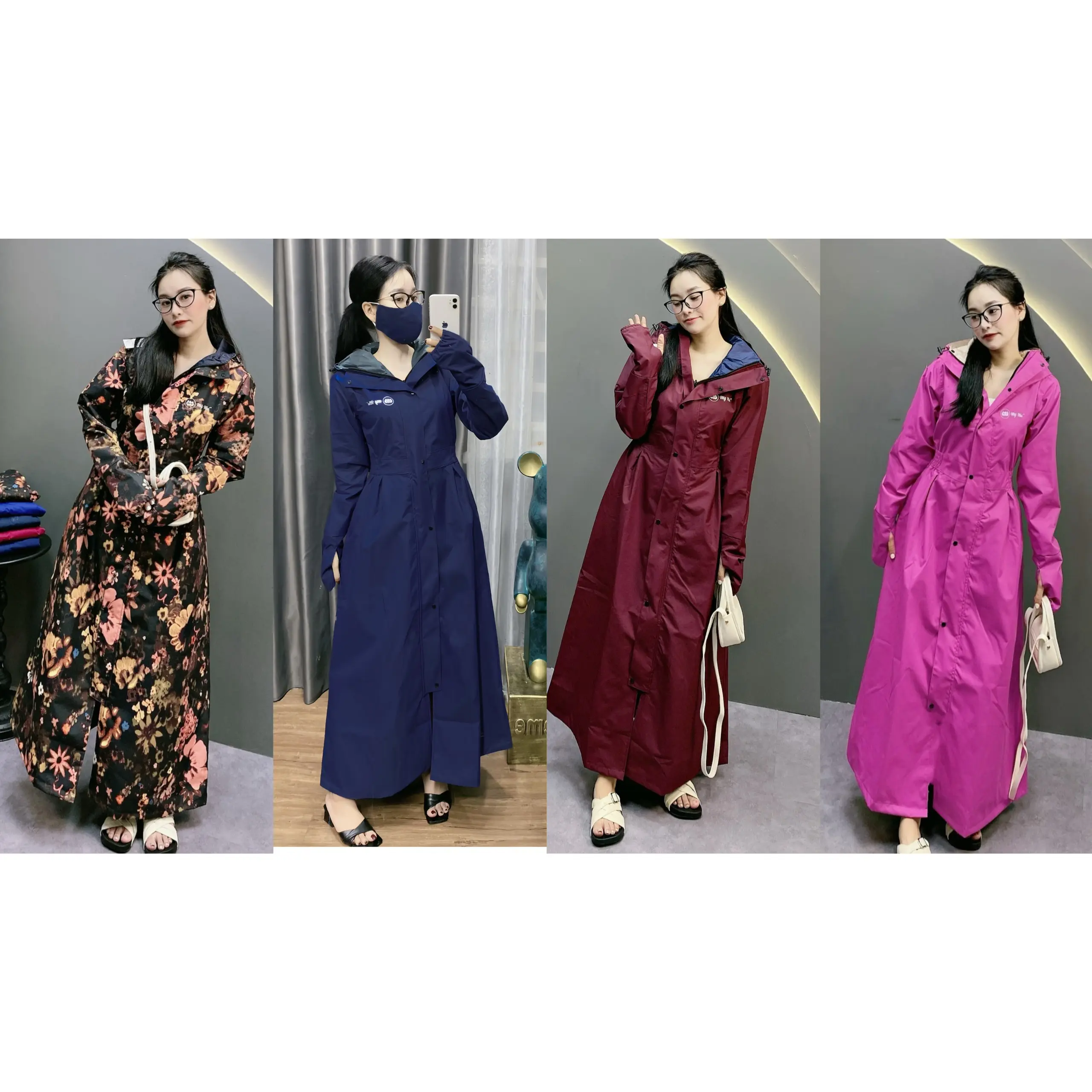 Áo mưa mangto nữ 2 lớp cao cấp dáng xòe không xẻ sau đi mưa đi gió 2025 - Chính chủ Shop Chuli chụp - áo mưa 2 lớp