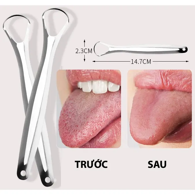 [Combo 2 chiếc] Dụng cụ vệ sinh lưỡi cao cấp, cạo lưỡi sạch, nạo lưỡi bằng inox cho người lớn, hơi thở bớt hôi