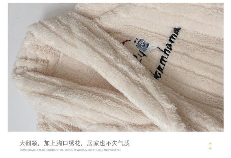 Product Introduction of Autumn and Winter Long Nightgown Men's Coral Fleece Bathrobe Young Pajamas Winter Thickening Flannel Bathrobe Homewear Menswear Nightwear 12