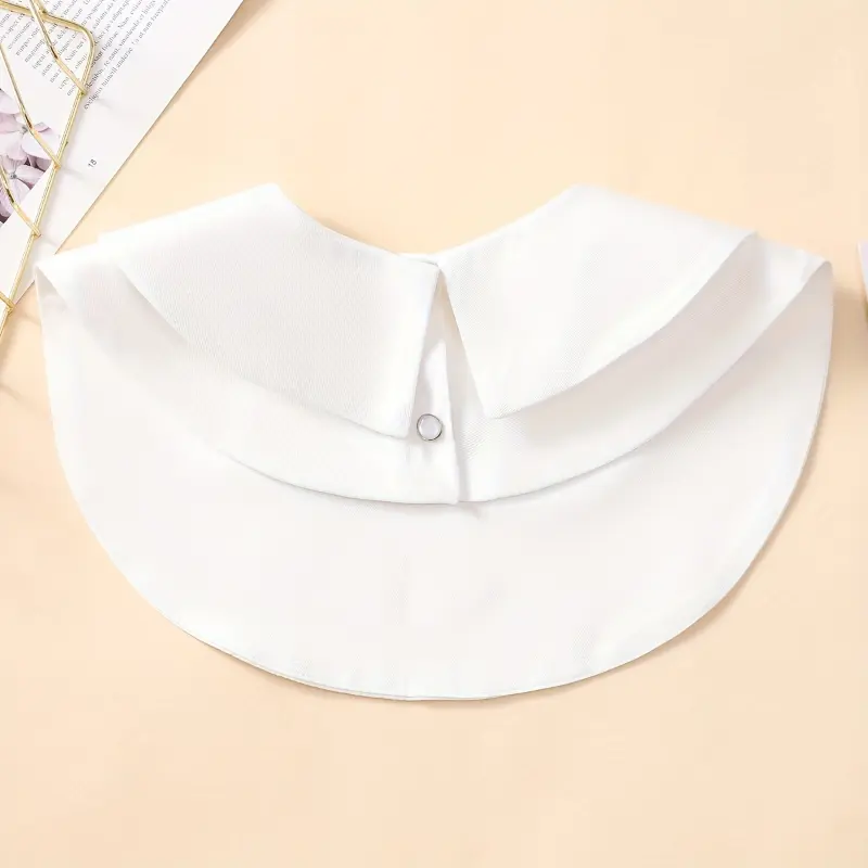 1pc Women's Black and White Collar Faux Collar, 100% Polyester Woven Shoulder-Style Detachable False Collar for Daily Wear, Round Neck 8