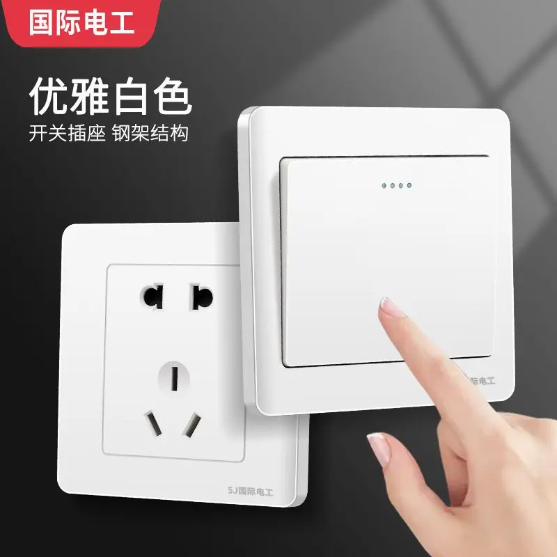 Bảng Điều Khiển Ổ Cắm Công Tắc Ẩn, Kiểu 86 Của Thợ Điện Quốc Tế, Màu Trắng, Một Mở Đôi, Có Công Tắc, Ổ Cắm Điện Sợi Quang Năm Lỗ 4