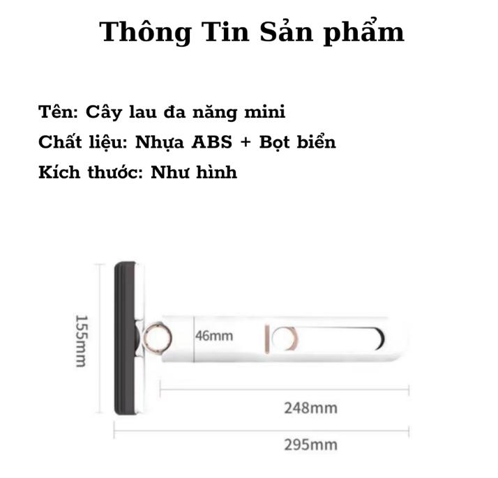 Cây Lau Bàn Bếp Tự Vắt Thông Minh Mini 25cm, Bọt Biển Siêu Thấm Hút Đa Năng, Gập Gọn Lau Sàn Cây Lau Nhà 8
