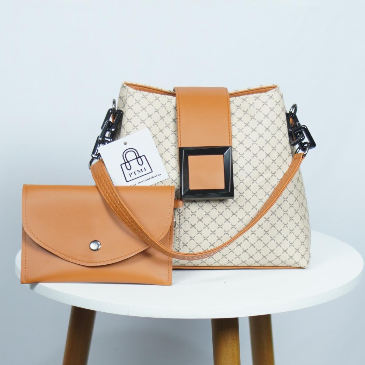 Adella bag tas wanita 3 ruang free dompet terbaru motif Kulit PU