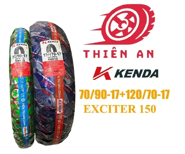 Vỏ xe 70/90-17+120/70-17 KENDA không ruột cho Exciter 150