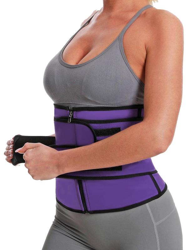 Women's Solid Zip Front Waist Trainer, Corset, Trimmer Belt, Waist Cincher, Tummy Control Shaper, Waist Trimmer, Yoga & Fitness Equipment, Please Purchase One Size Smaller 3
