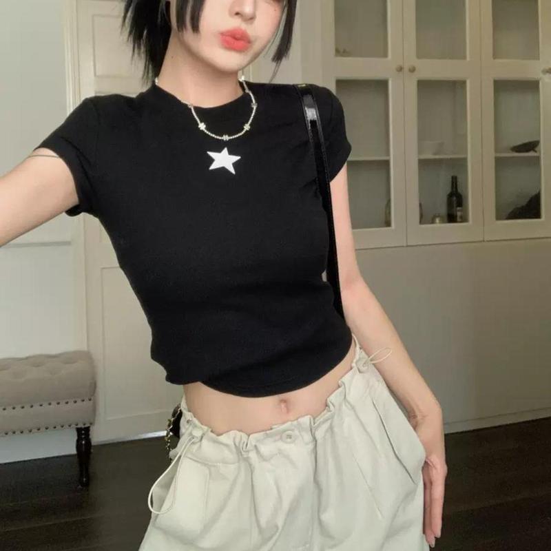 Áo Thun Baby Tee Nữ Cổ Tròn DaaLaa Store In Hình Ngôi Sao Phong Cách Đơn Giản A5821