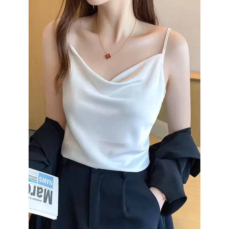 Áo 2 dây lụa cao cấp mặc bên trong blazer, áo khoác,- Nữ Women Voan Top