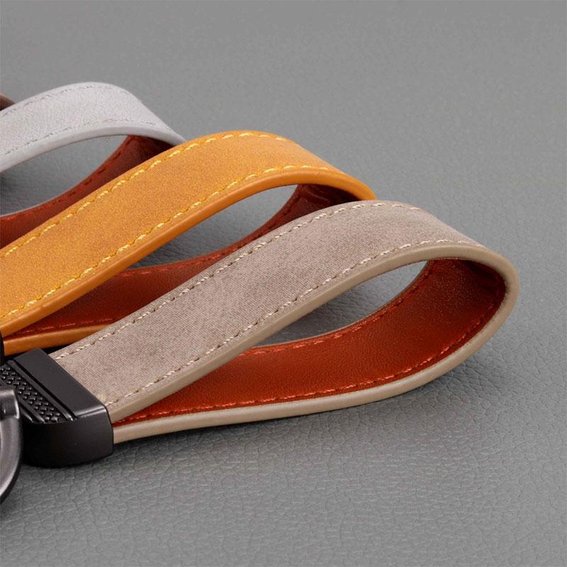 Product Introduction of Luxury Matte Leather Keychain Top-end Business Gift For Man Good Quality Black Brown PU Leather Car Key Keyholder Key Chain 16