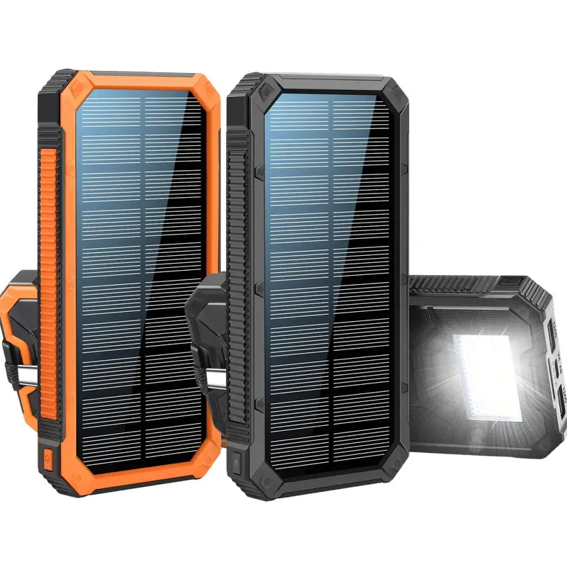 Solar Powered Power Bank, 20000mAh Portable Charger with Flashlight, Built-in Solar Panel and Bright Flashlight, Suitable for Outdoor Camping Party Sports, Valentine's Day Gift 6