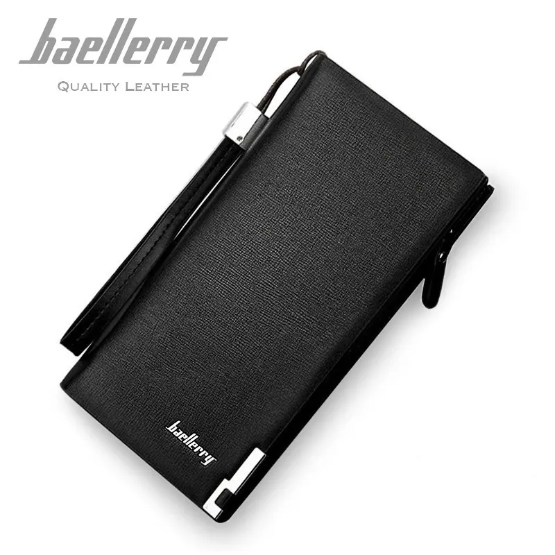 BAELLERRY SW002 Dompet Pria Wanita Panjang Bahan PU Leather Premium Kartu Kulit Hitam
