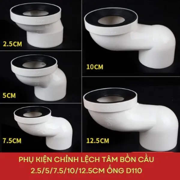008 Thiết bị chỉnh lệch tâm bồn cầu, loại chuyển dịch tối đa 5cm, Phù hợp ống thoát nước phi 90,110mm